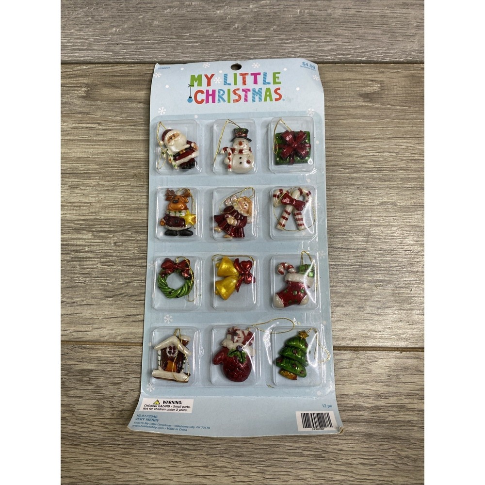 12 My Little Christmas Mini or Miniature Traditional Mixed Ornaments‎